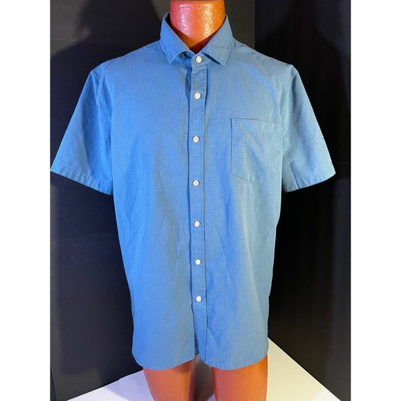 Tahari Blue Button Down Short Sleeve Slim Fit XL - Picture 1 of 10